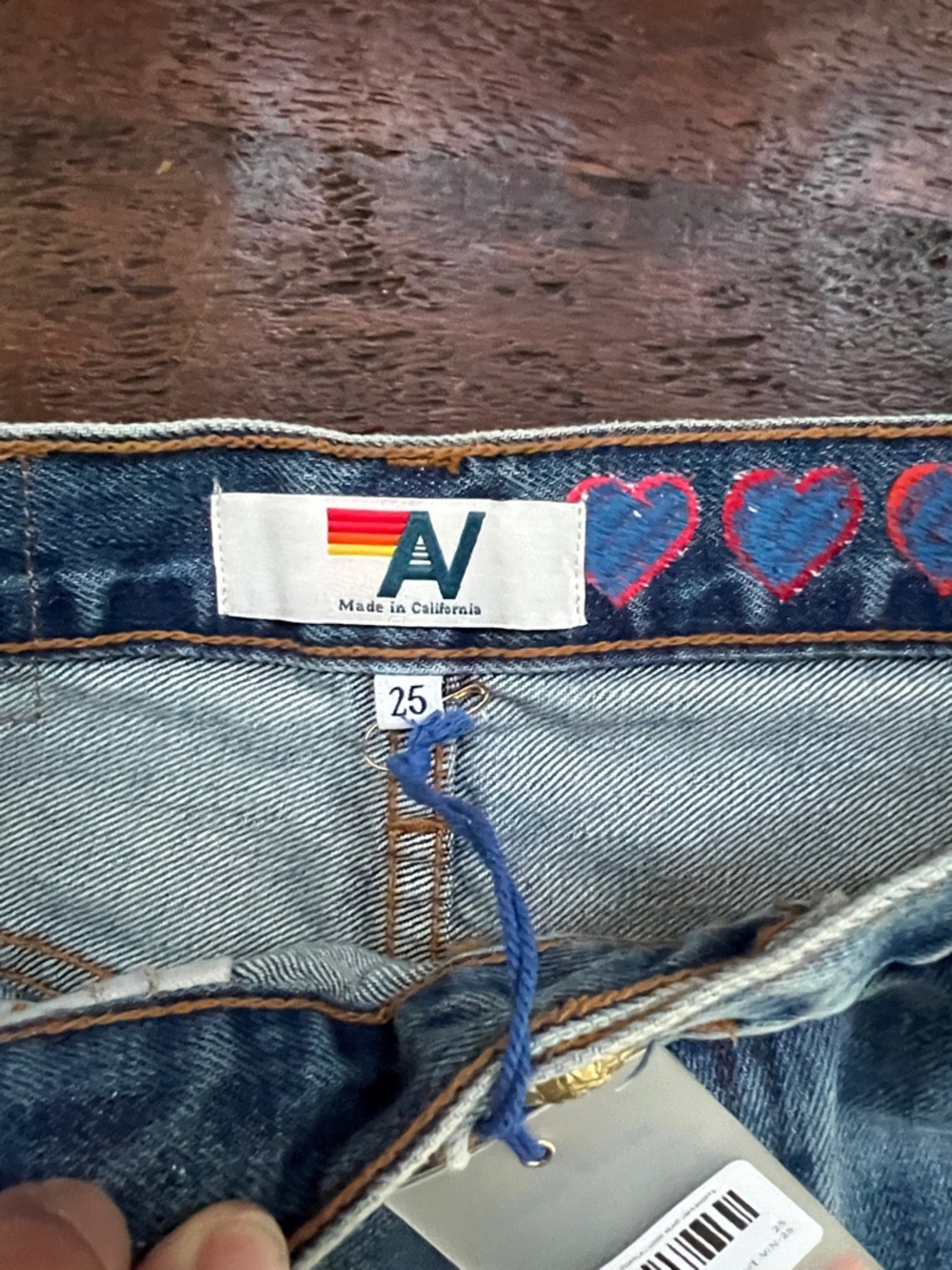 Aviator Nation Rocker Cali Lover Heart Jean Shorts Mid Rise Cowgirl Cutoff 25 - Picture 7 of 15